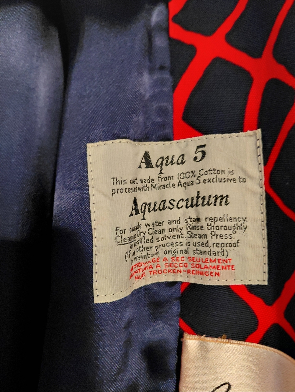 Vintage Aquascutum Weatherproof Trench Coat London England Blue Red Gold Buttons - Picture 7 of 11